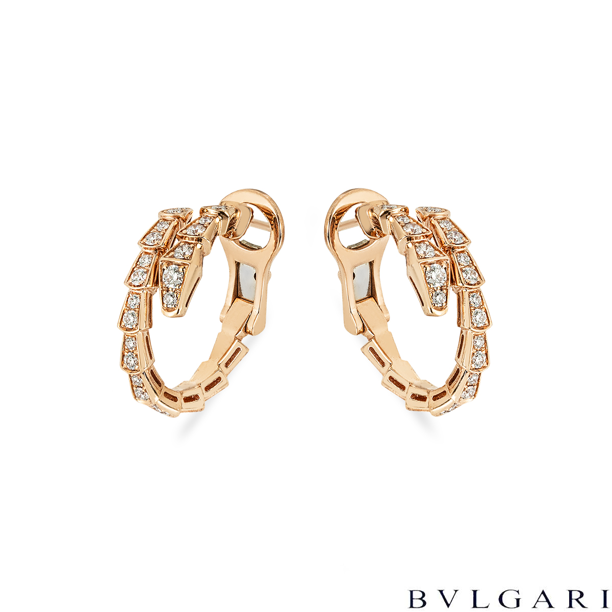 Bvlgari Rose Gold Diamond Serpenti Viper Hoop Earrings 0.75ct 358361 Bvlgari Rose Gold Diamond Serpenti Viper Hoop Earrings 0.75ct 358361